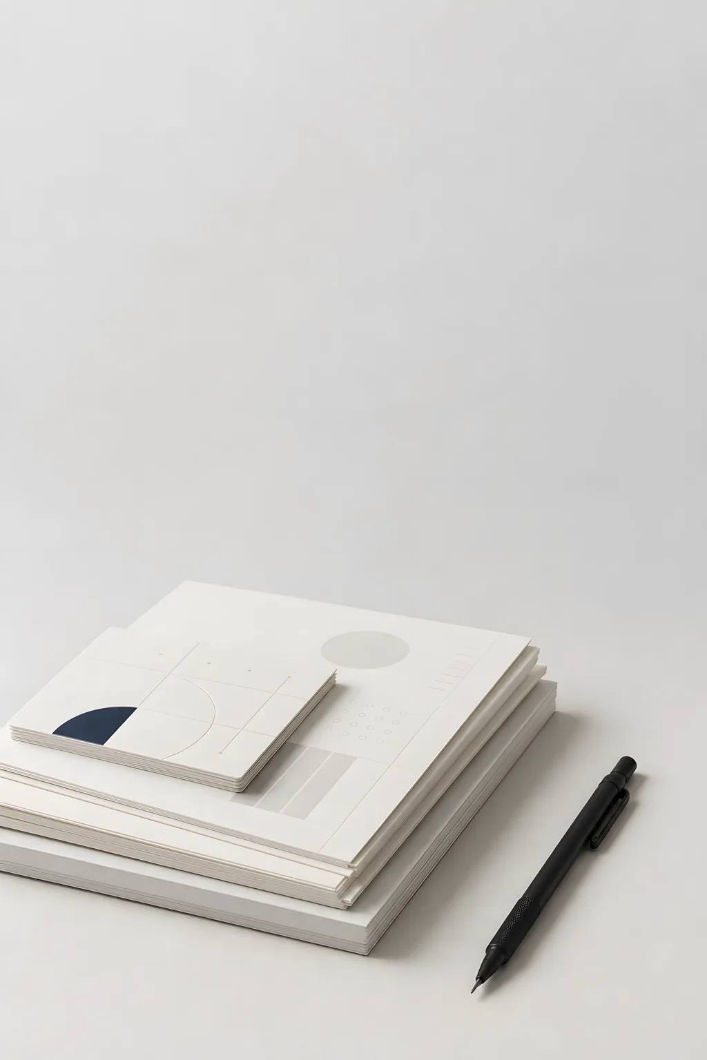 Audit report pages and a black pencil on a light studio background